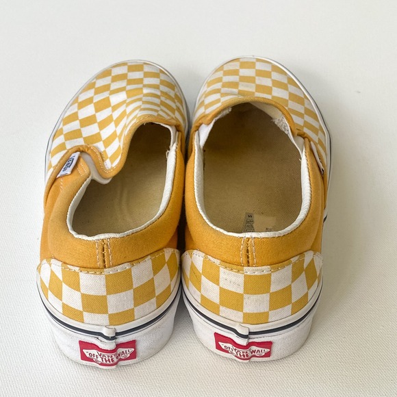 Womens Vans Classic Slip On Checkerboard Yellow White Sneakers Shoes Women's 8.5 - Picture 6 of 6